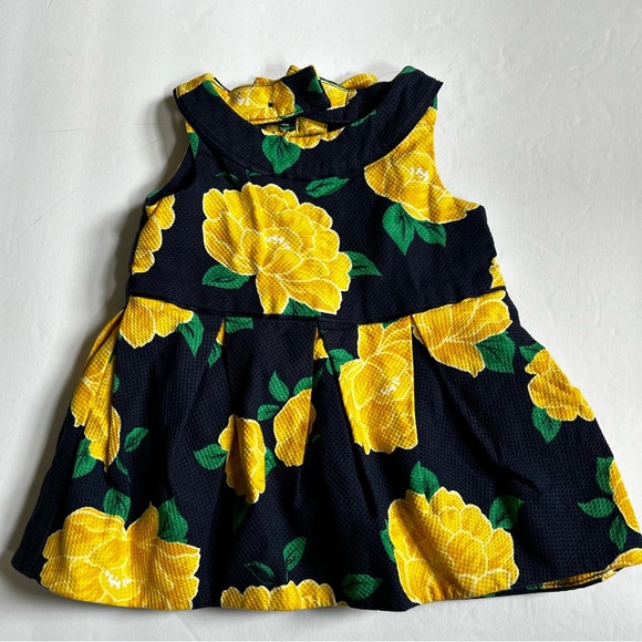 Janie and Jack Navy and Floral Cotton Infant 3-6 Month Dress - Picture 1 of 6